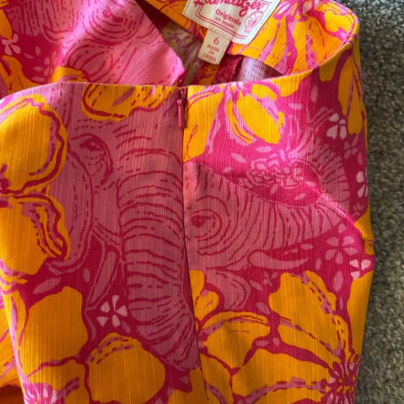 Vintage Lilly Pulitzer capri pants womens 6 pink orange elephant tropical y2k - Picture 4 of 16
